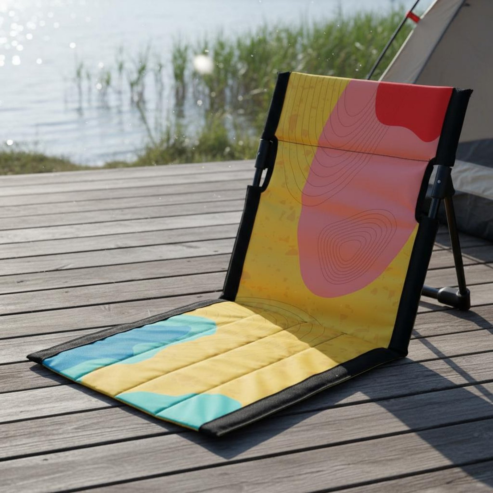 Kids Outdoor Foldable Chair - 折りたたみ式ビーチチェア、背もたれ付きポータブルグランドシート、子供用折りたたみ式フロアチェア、キャンプ、ピクニック、スタジアム、アウトドアに最適