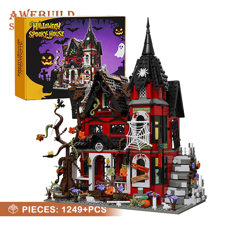 Lego Set Creator - 1249ピースお化け屋敷ブリック3DモデルホラーヴァンパイアビルディングMOCセット都市幽霊建築ブロックおもちゃ大人向けギフト家の装飾