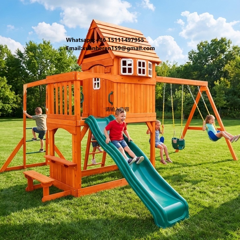 Kids Outdoor Swing Set - 大型屋外遊具 子供用おもちゃ 遊び場 裏庭 商業施設 庭園
