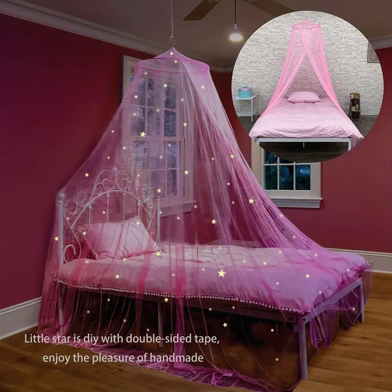 Kids Outdoor Wagon - 女の子のための星とプリンセスのプリントが付いたベッドの小屋,壁の装飾が施されたピンクのキャノピー,子供部屋