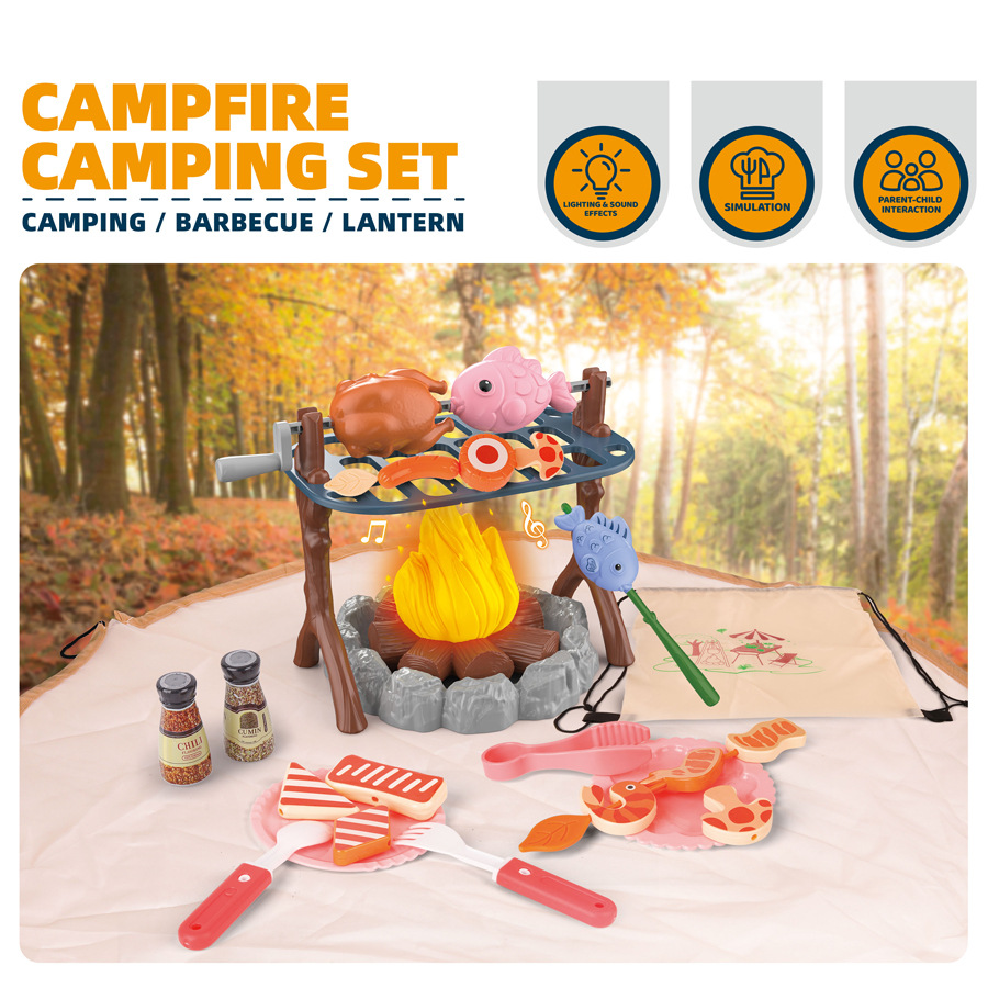 Kids Outdoor Adventure Kit - 子供用アウトドアアドベンチャーツールセット キャンプファイヤーとテント付きシミュレーションキャンプおもちゃ ライトとサウンド付き 屋外誕生日やホリデーギフト