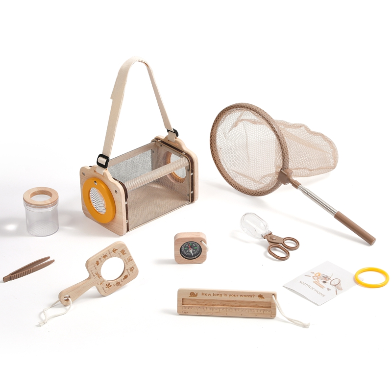 Kids Outdoor Adventure Kit - 子供用アウトドア探検キット 昆虫と葉っぱの認知探求おもちゃ モンテッソーリおもちゃ 子供用木製野生冒険ゲームセット ベビーギフト