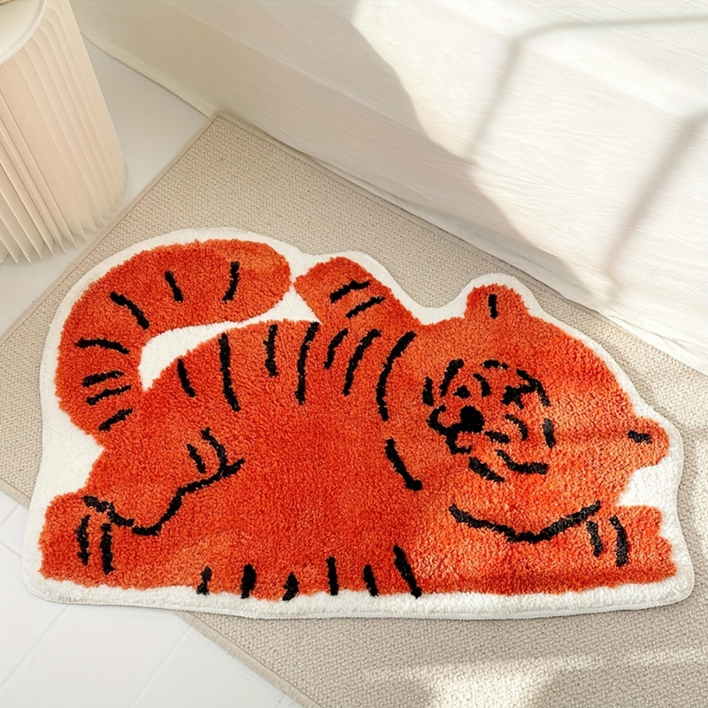 Kids Outdoor Flooring - VIKAMA かわいい寝そべり猫エリアラグ、柔らかいプラッシュ素材の滑り止めフロアマット、子供部屋、保育園、ペットに優しい家の装飾に最適