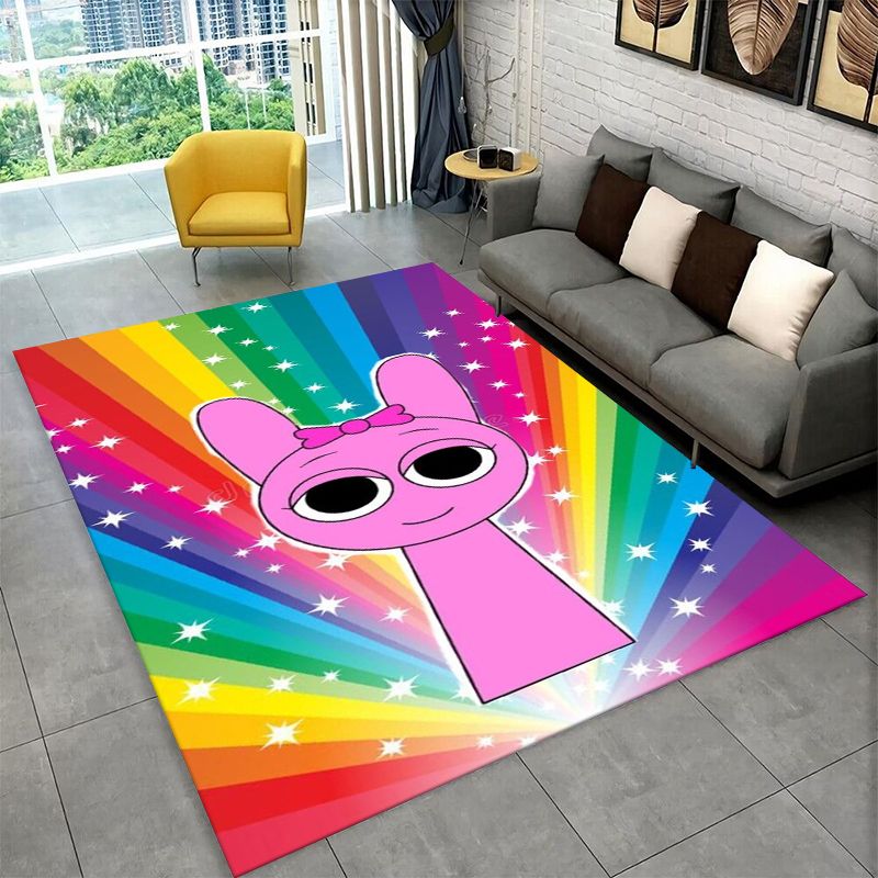 Kids Outdoor Flooring - Music Sprunki Incredibox ゲーム ノンスリップエリアラグ リビングルーム、ベッドルーム、プレイルーム用、ソフトカーペットフロアマット