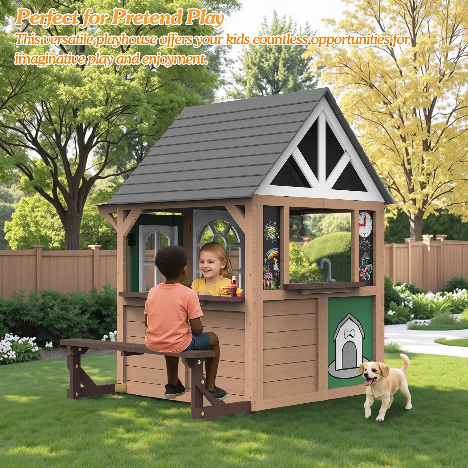 セジーン屋外用子供用プレイハウス、モミ材製キッズプレイハウス - Kids Outdoor Kitchen のレビューと価格