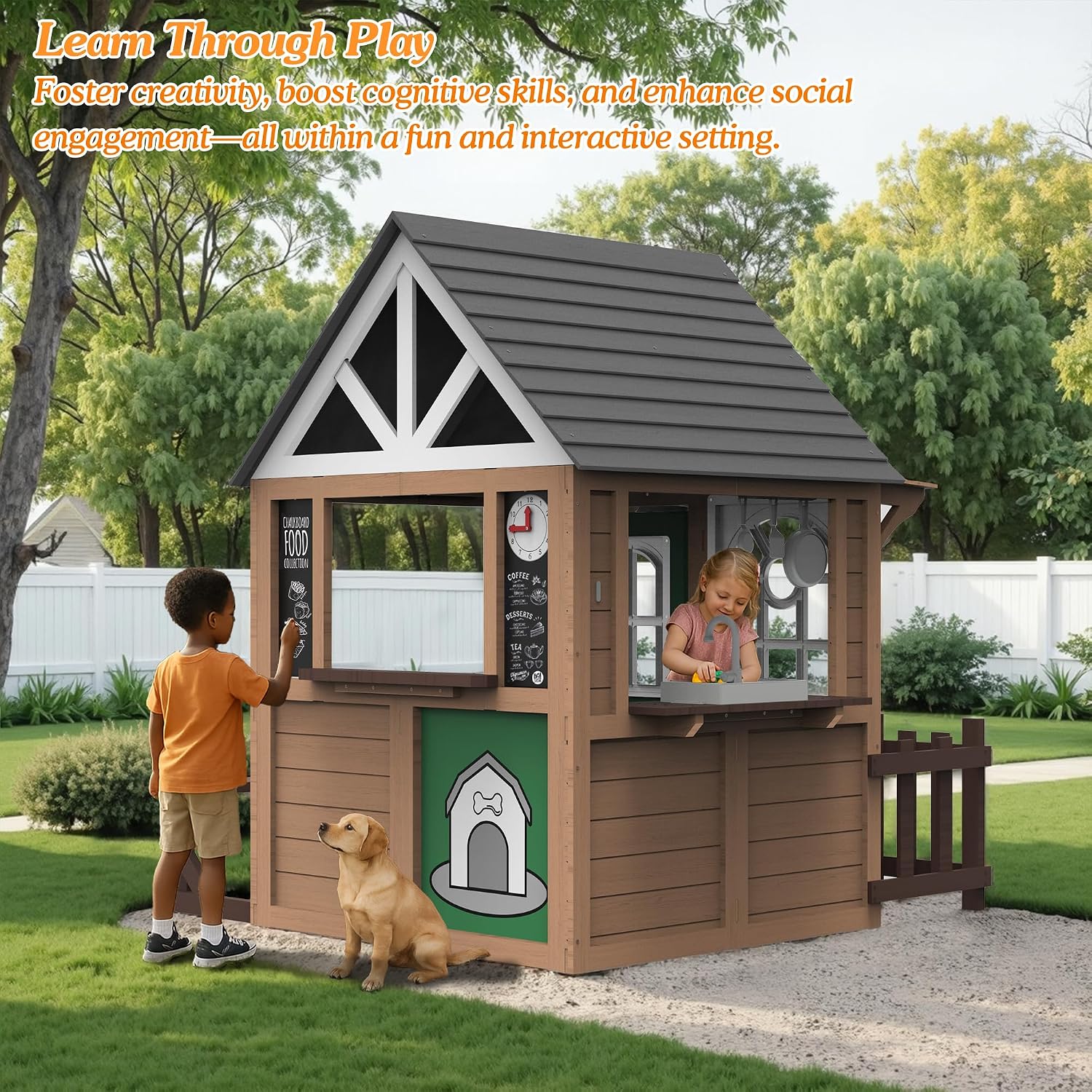 セジーン屋外用子供用プレイハウス、モミ材製キッズプレイハウス - Kids Outdoor Kitchen のレビューと価格