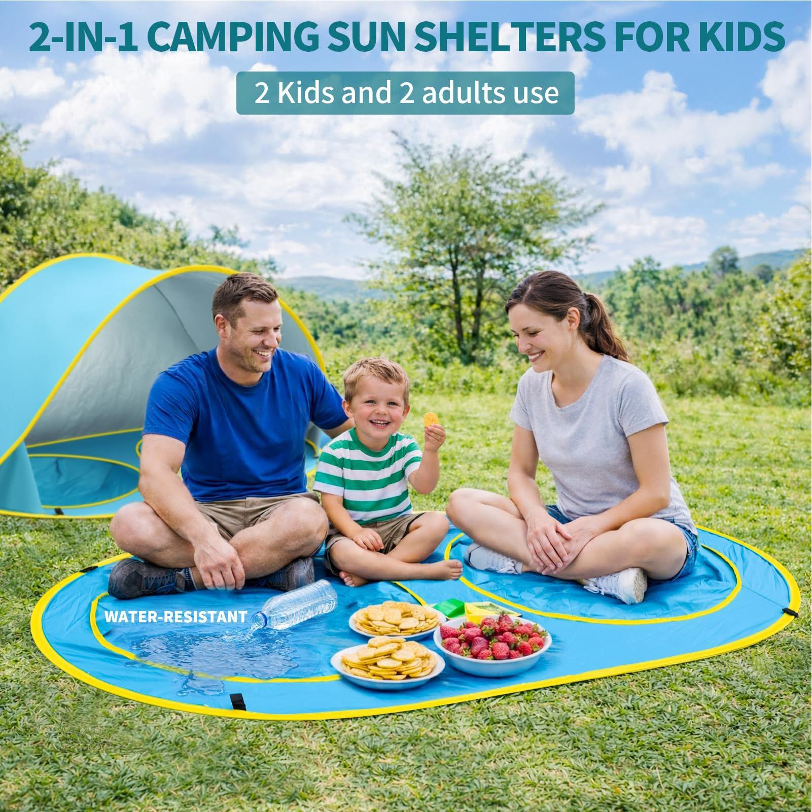 子供用ビーチテント プール付き UVカット 日よけシェルター - Kids Outdoor Wagon のレビューと価格