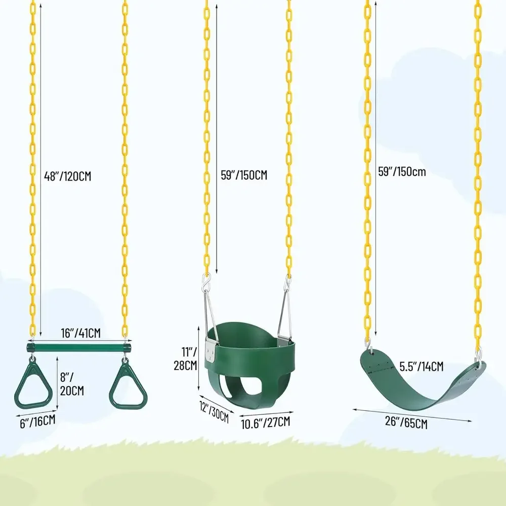 屋外用コンボスイングセット（リング、ベルトシート、バケットシ - Kids Outdoor Swing Set のレビューと価格