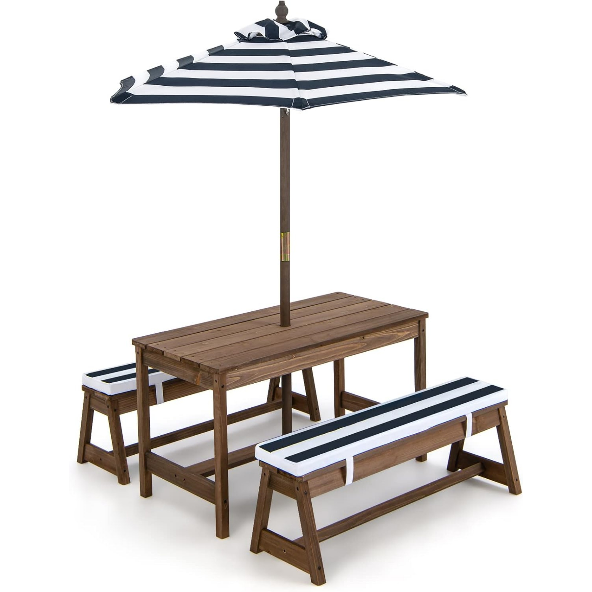 子供用ピクニックテーブル（傘付き、折りたたみ式）、裏庭用木製 - Kids Outdoor Bench With Umbrella のレビューと価格