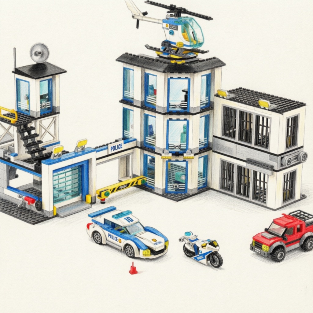 特殊警察署軍事施設都市模型セット刑務所警察車警察船フィギュア - Lego Set Creator のレビューと価格