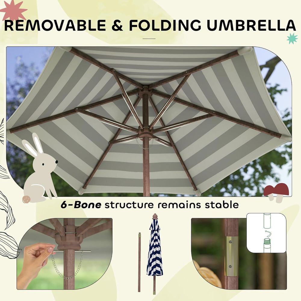 Qaba キッズピクニックテーブル、屋外木製テーブル＆ベンチ - Kids Outdoor Bench With Umbrella のレビューと価格