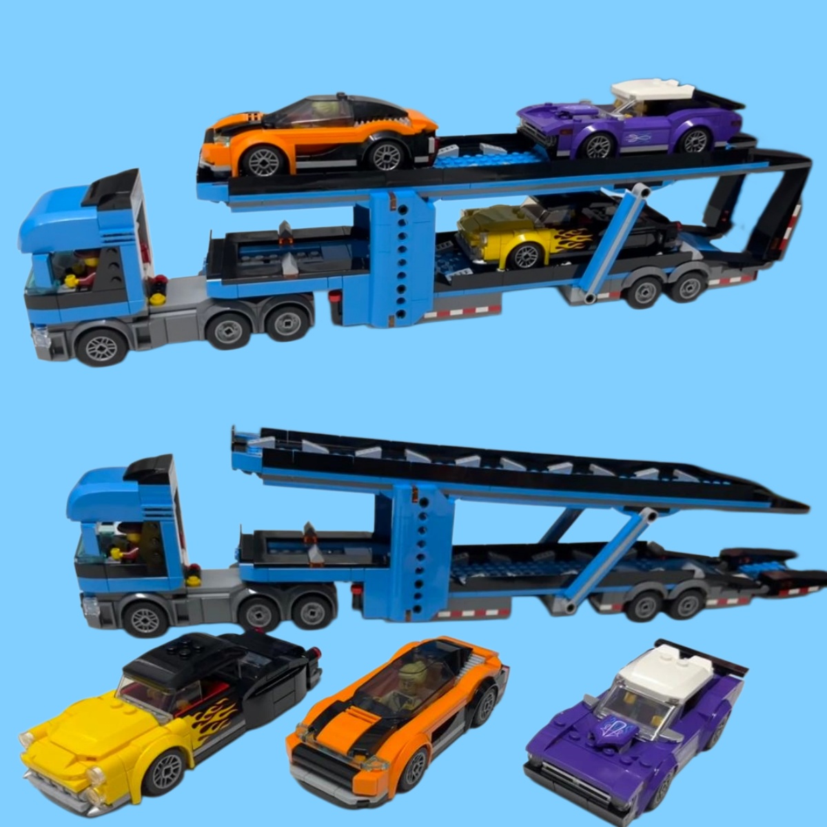 シティシリーズの車運搬トラックの組み立てブロック、スポーツレ - Lego Set Creator のレビューと価格