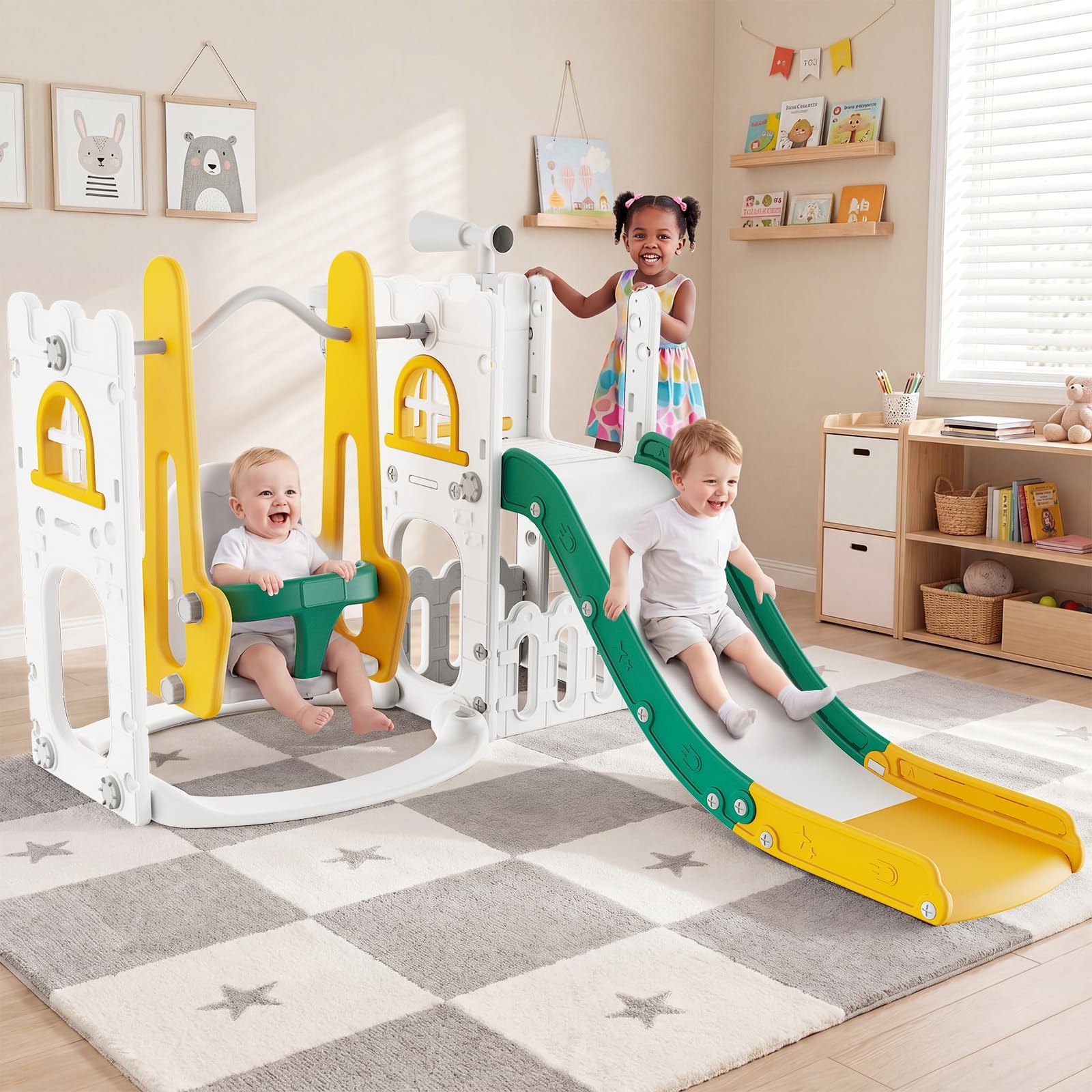 7 in 1 幼児用スライド＆スイングセット 室内・屋外用キ - Kids Outdoor Swing Set のレビューと価格