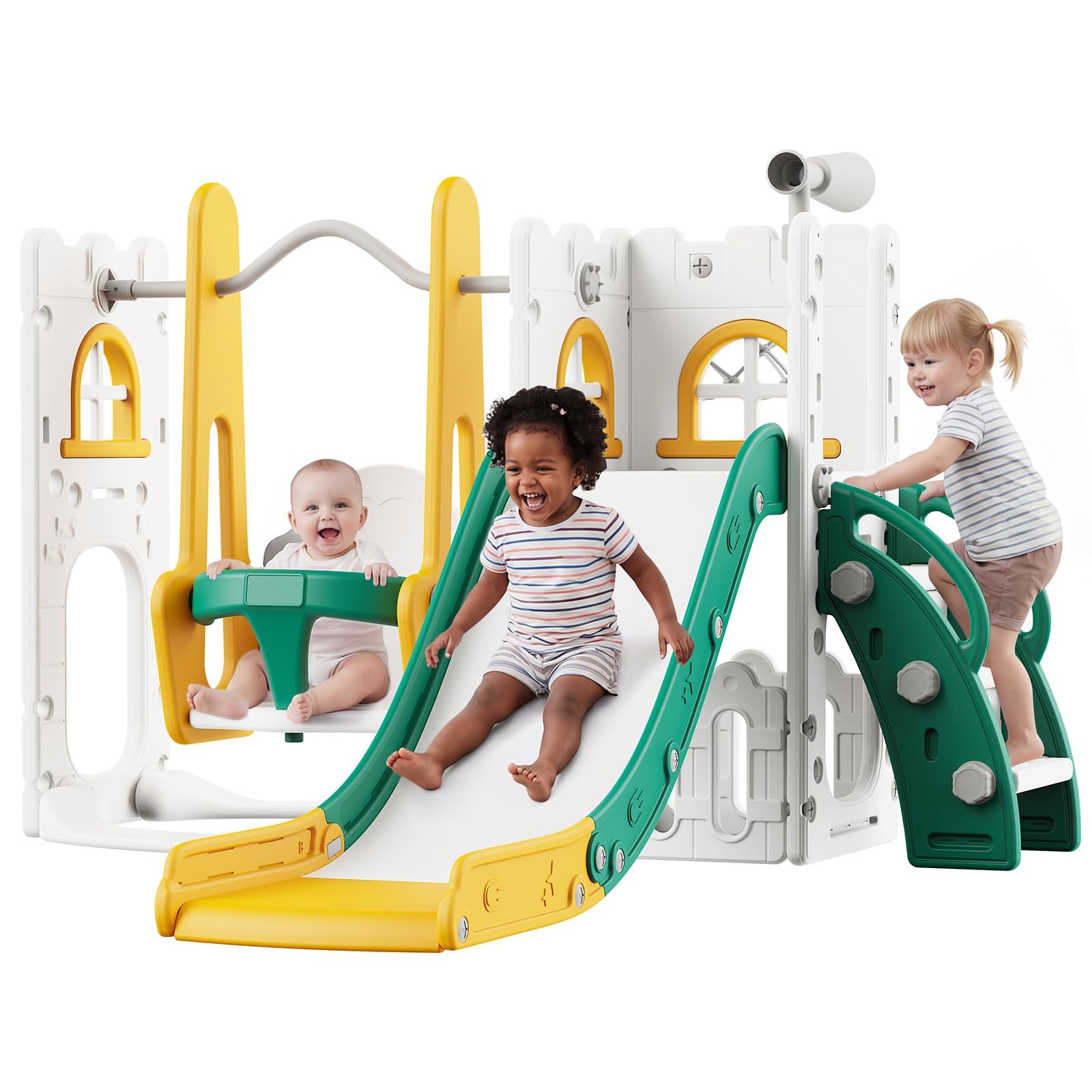 7 in 1 幼児用スライド＆スイングセット 室内・屋外用キ - Kids Outdoor Swing Set のレビューと価格