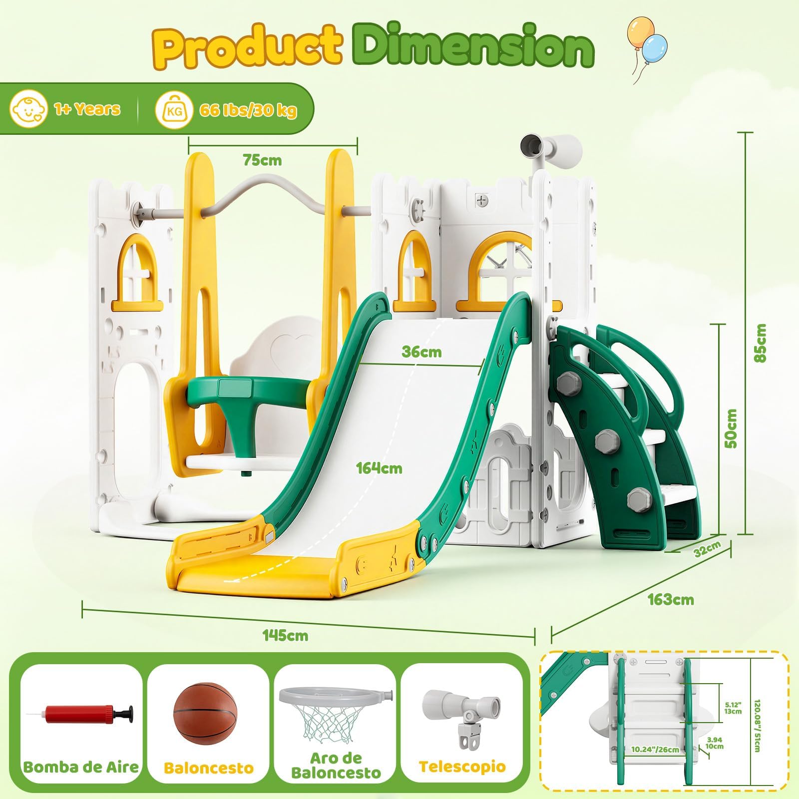 7 in 1 幼児用スライド＆スイングセット 室内・屋外用キ - Kids Outdoor Swing Set のレビューと価格