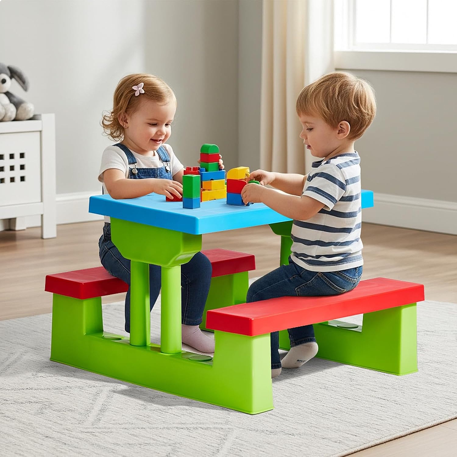JOYMOR キッズピクニックテーブル（傘付き）、プラスチッ - Kids Outdoor Bench With Umbrella のレビューと価格
