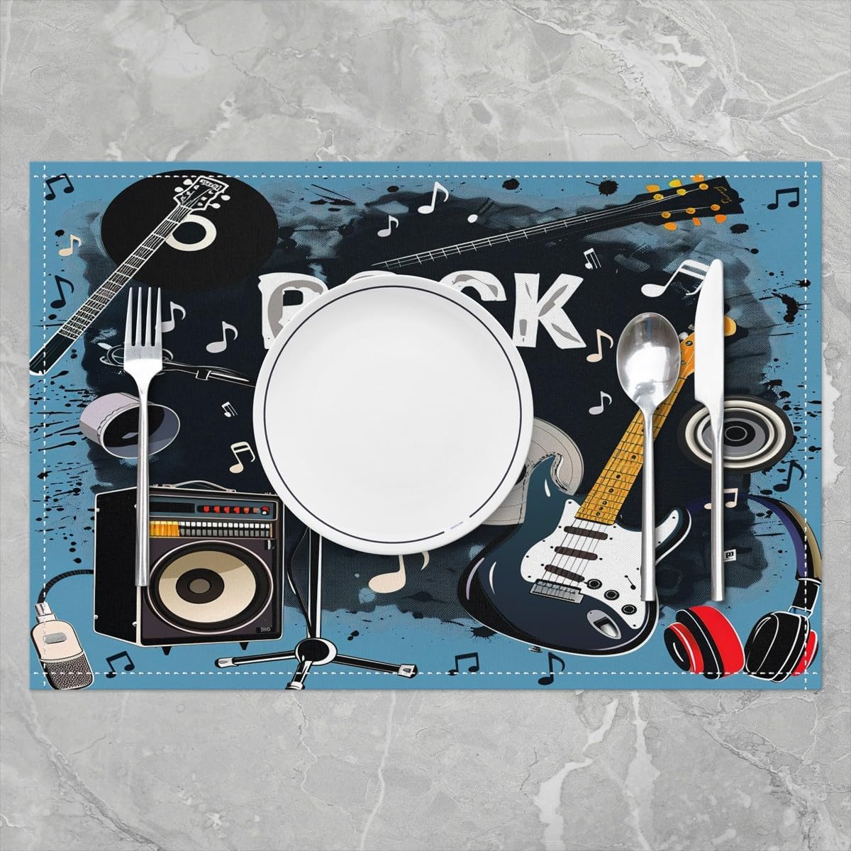 ロック音楽プレースマット 4枚セット 18インチ×12インチ - Kids Outdoor Kitchen のレビューと価格