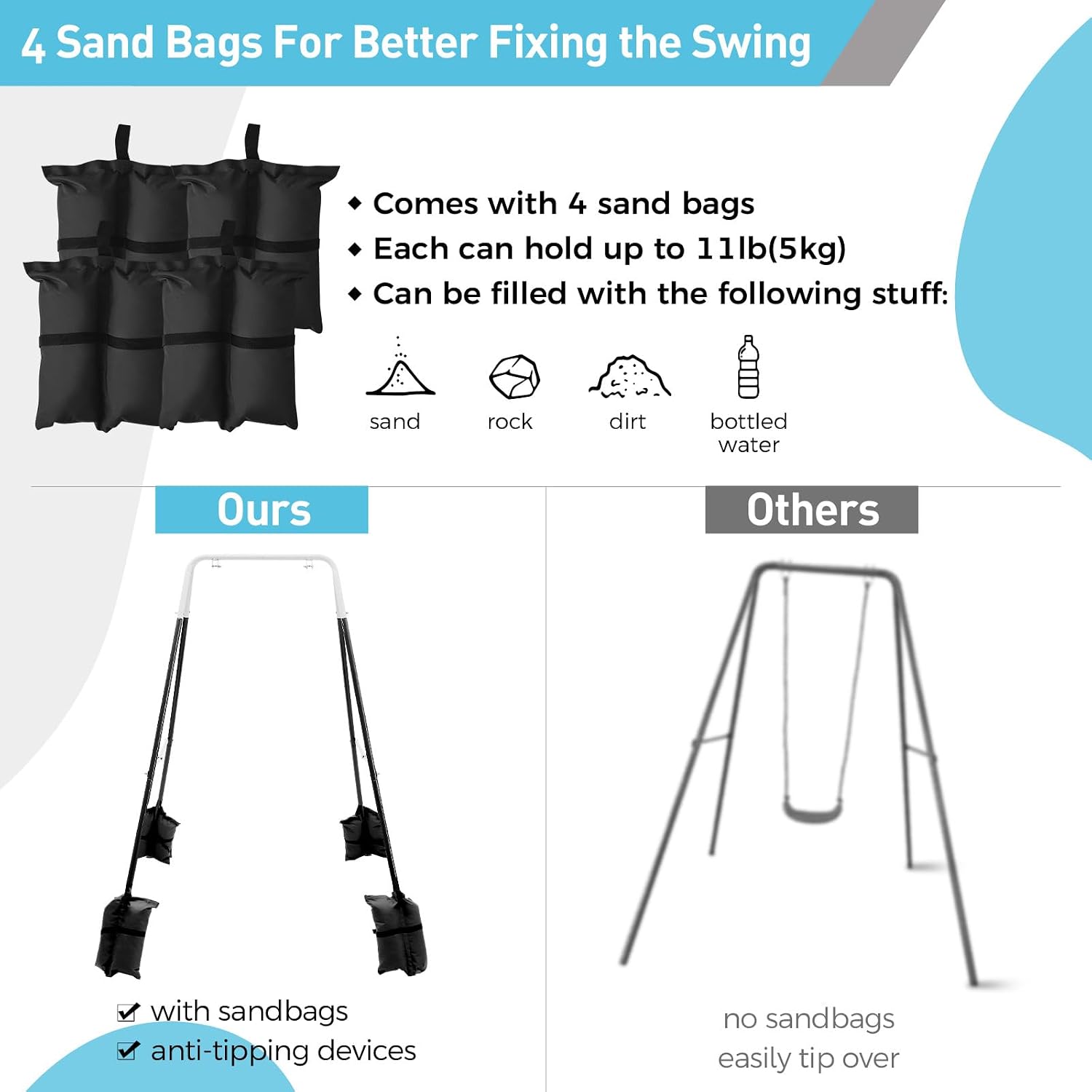 子供用折りたたみ式スイングスタンド、4つのサンドバッグ付き、 - Kids Outdoor Foldable Chair のレビューと価格