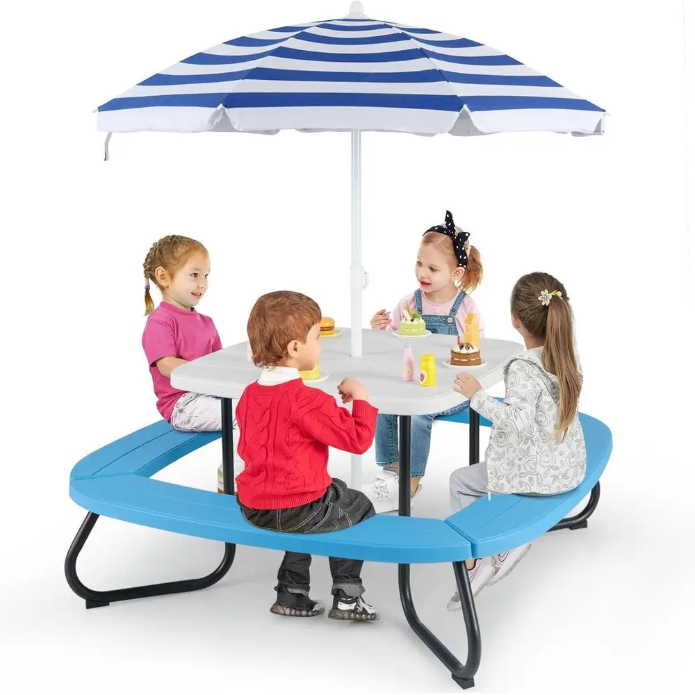 8人用子供用ピクニックテーブル、傘付き、幼児用アクティビティ - Kids Outdoor Bench With Umbrella のレビューと価格