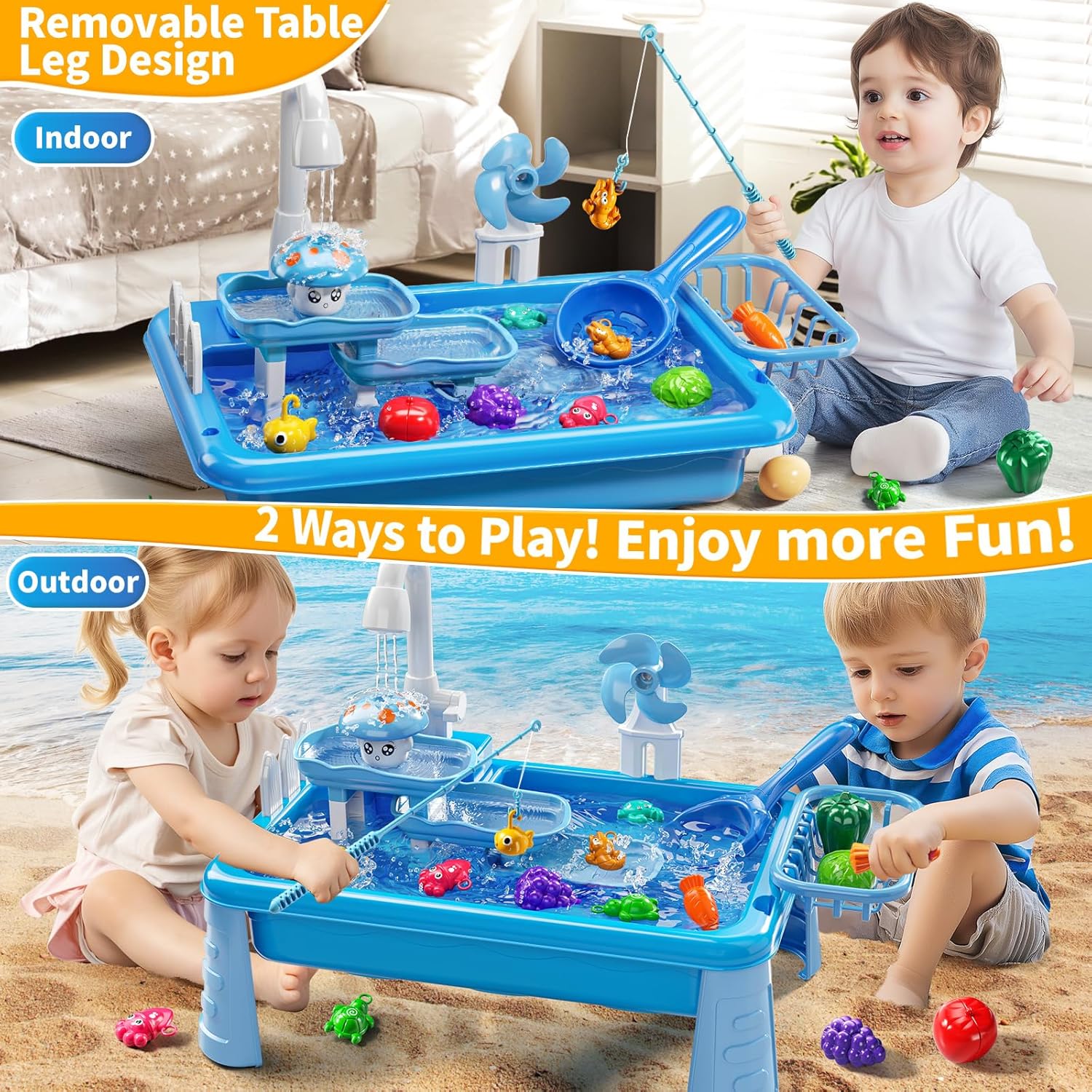 子供用ウォーターテーブル遊び場シンクおもちゃ、流水付き屋外キ - Kids Outdoor Kitchen のレビューと価格