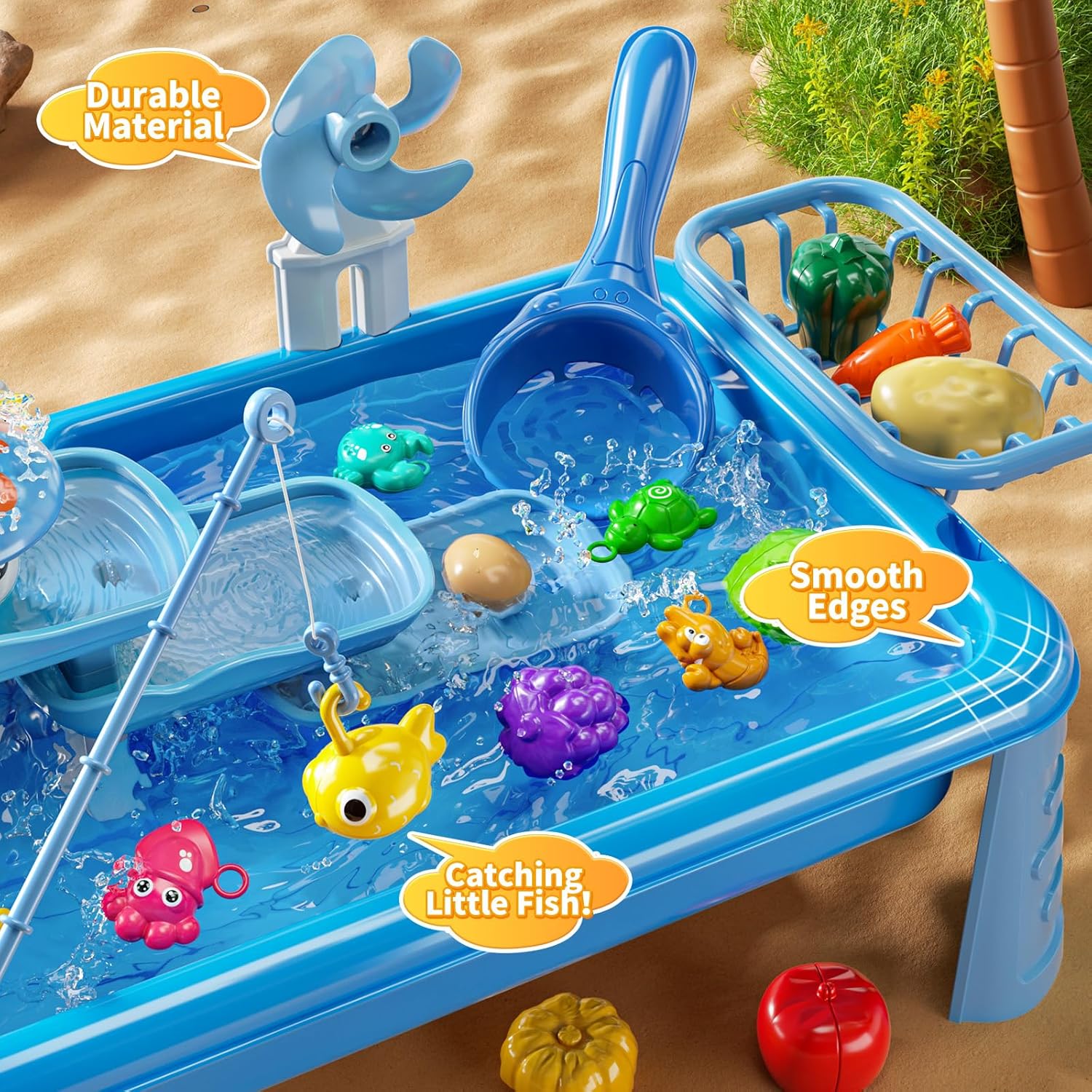 子供用ウォーターテーブル遊び場シンクおもちゃ、流水付き屋外キ - Kids Outdoor Kitchen のレビューと価格