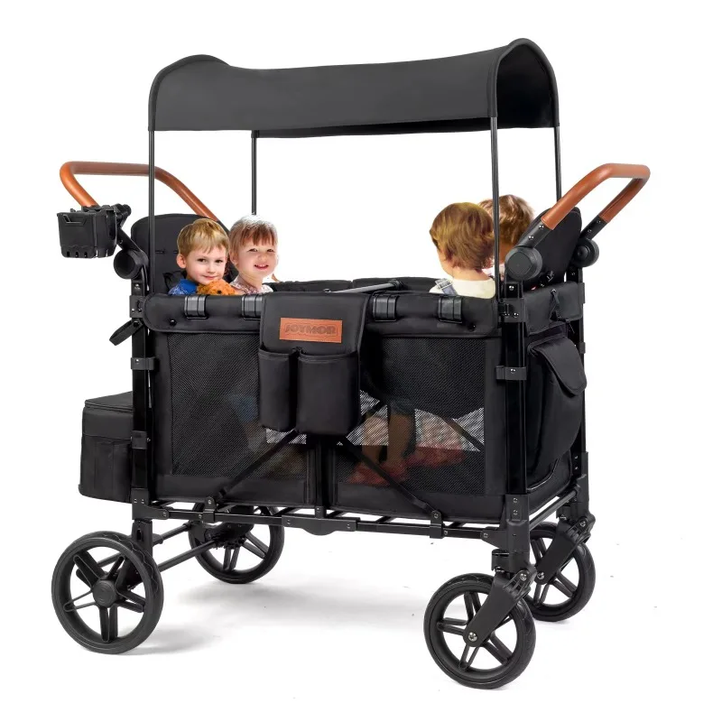 屋外ワゴンベビーカー4人乗りフルキャノピー付きキャンプ折りた - Kids Outdoor Wagon のレビューと価格