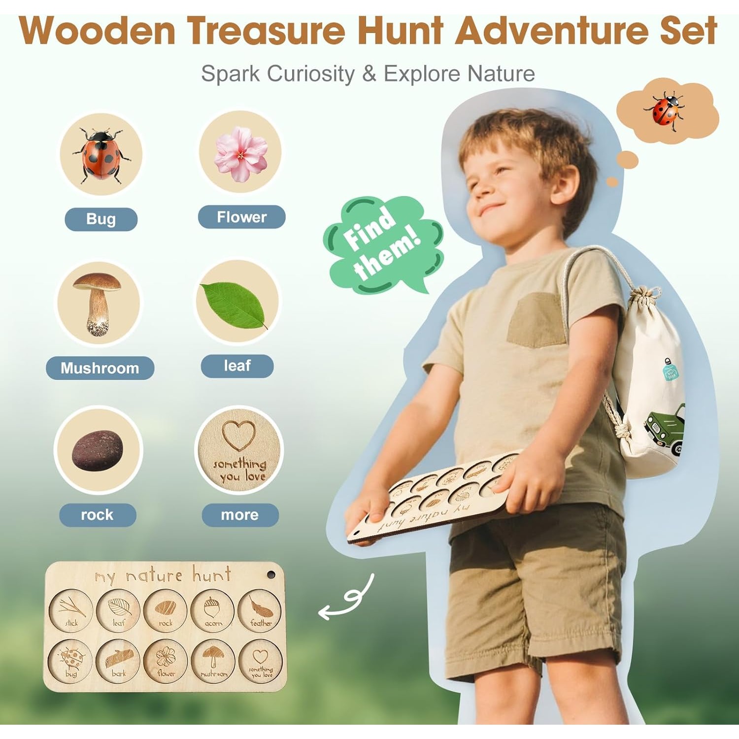 子供用虫捕りキット、虫箱、学習カード、観察ボード付き、屋外遊 - Kids Outdoor Adventure Kit のレビューと価格