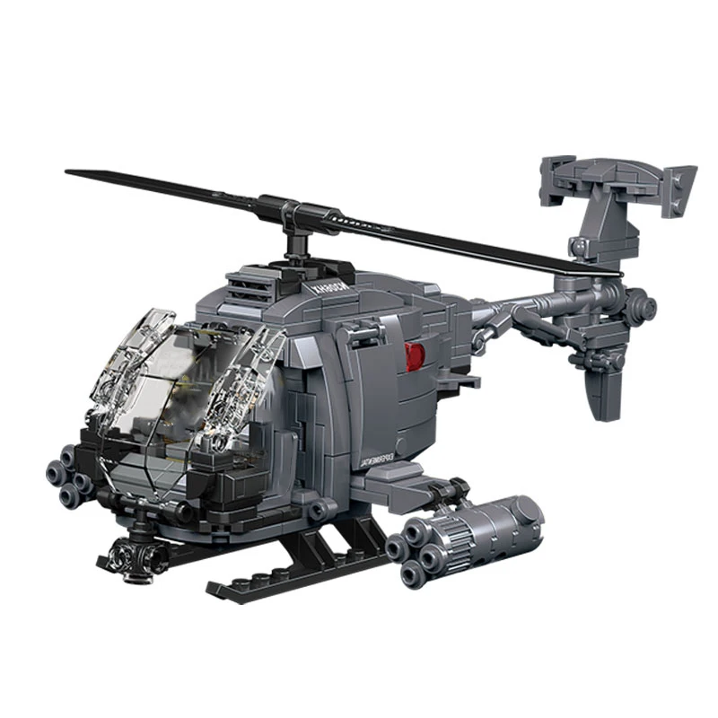 DIYミリタリーAH-6iヘリコプター戦闘機モデル航空機兵士 - Lego Set Creator のレビューと価格