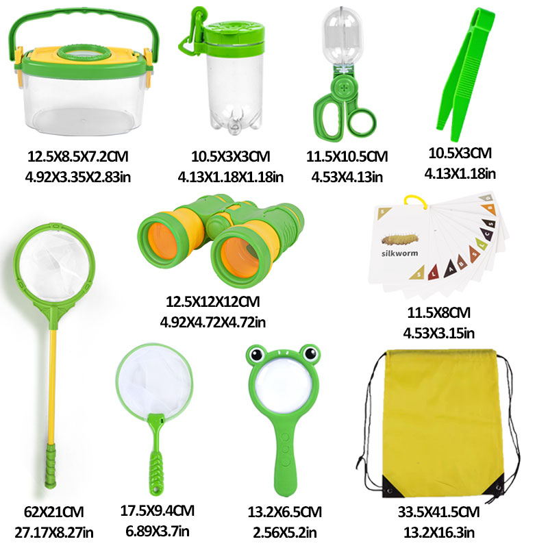 子供用自然探検昆虫採集ネット観察ボックス望遠鏡拡大鏡セットク - Kids Outdoor Adventure Kit のレビューと価格