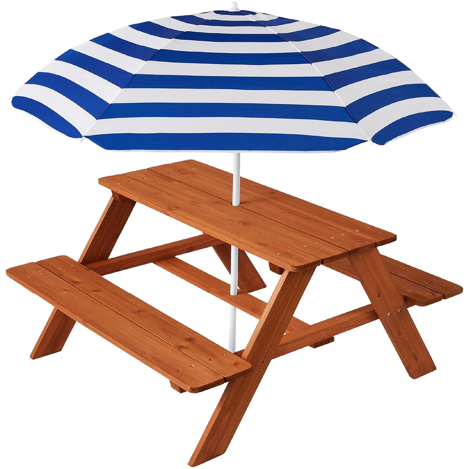 木製キッズピクニックテーブル（傘付き）、屋外アクティビティテ - Kids Outdoor Bench With Umbrella のレビューと価格