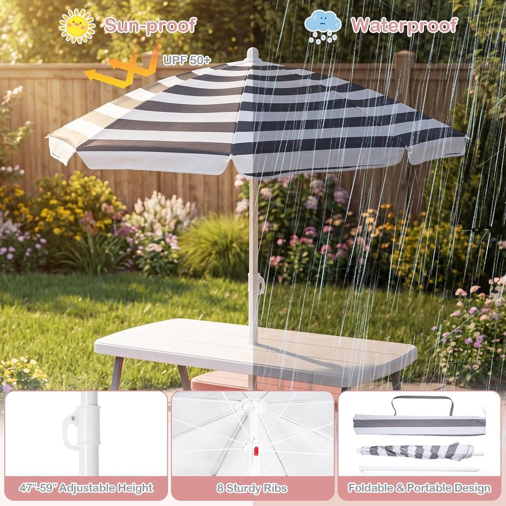 子供用ピクニックテーブル、幼児用屋外テーブル＆ベンチセット（ - Kids Outdoor Bench With Umbrella のレビューと価格